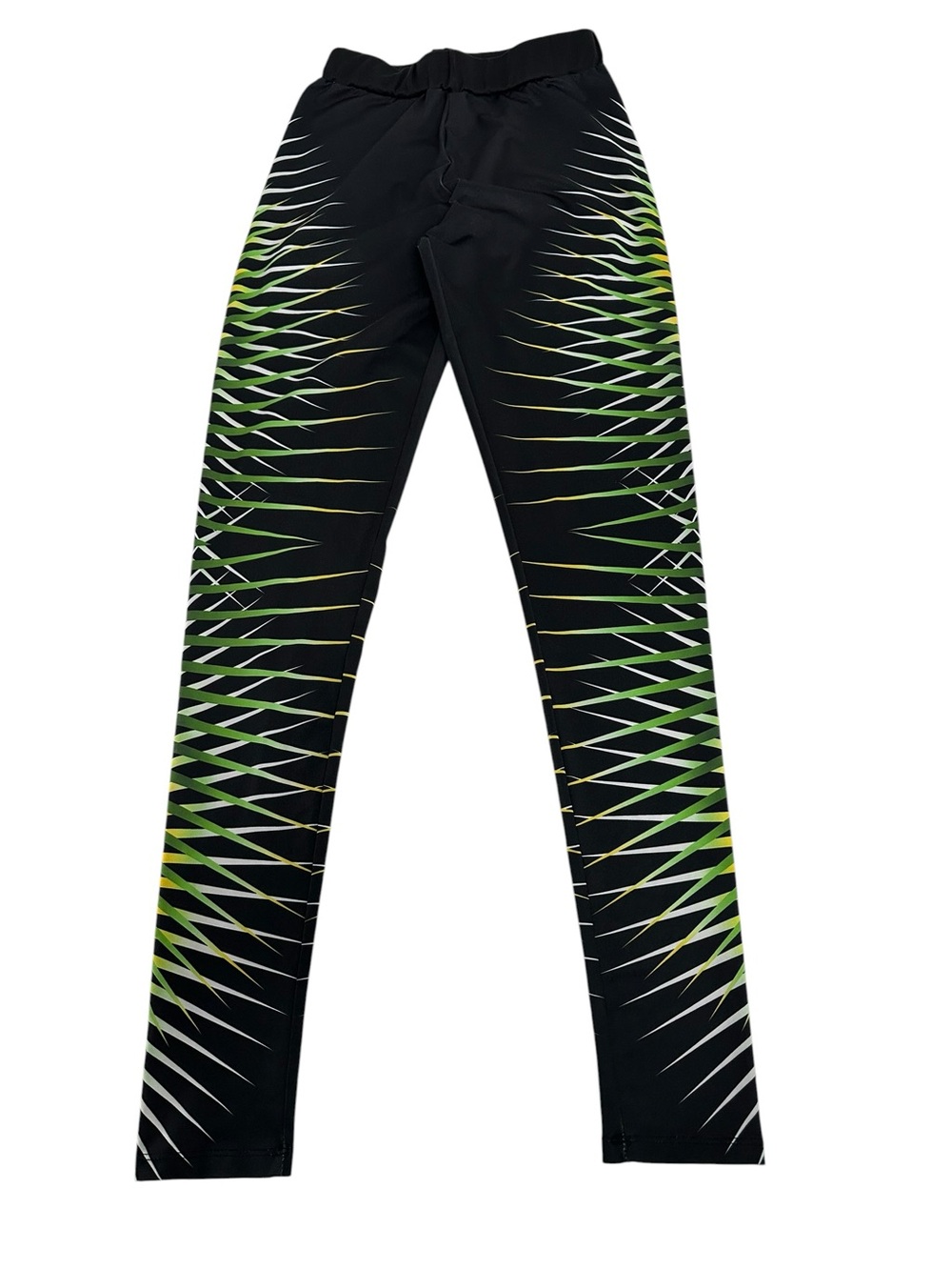 DISKO SPORT / Black Green & Yellow Geometric Print Leggings / Small / Activewear